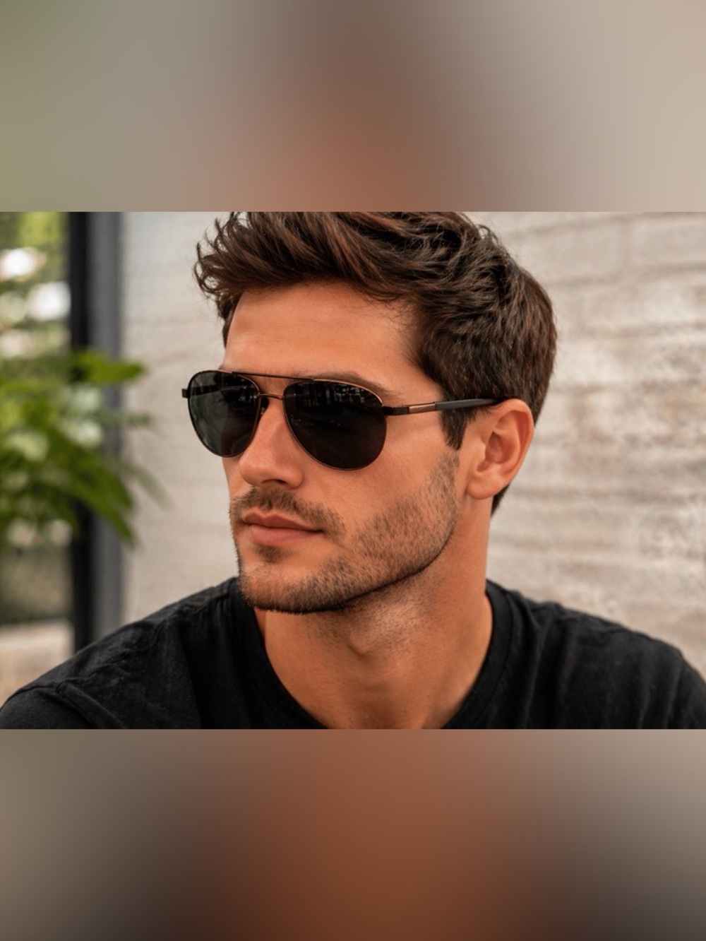 DOCKERS Aviator Sunglasses with Dark Lenses and Brown Frame
